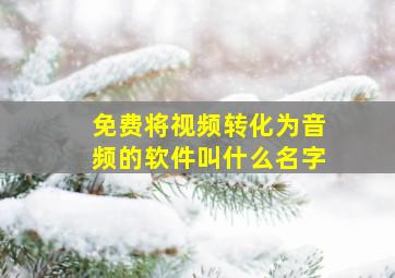 免费将视频转化为音频的软件叫什么名字