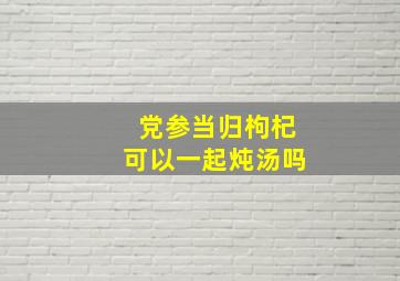 党参当归枸杞可以一起炖汤吗