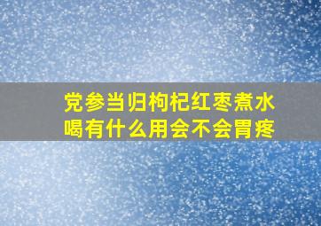 党参当归枸杞红枣煮水喝有什么用会不会胃疼