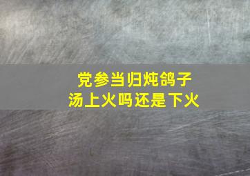 党参当归炖鸽子汤上火吗还是下火