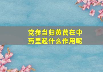 党参当归黄芪在中药里起什么作用呢