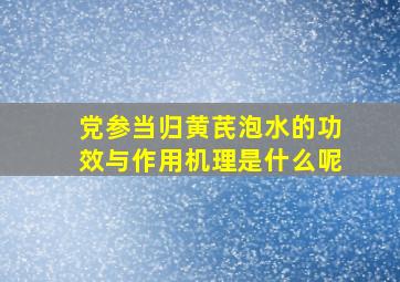 党参当归黄芪泡水的功效与作用机理是什么呢