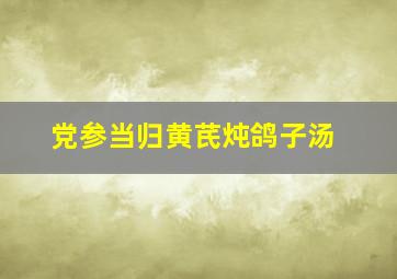 党参当归黄芪炖鸽子汤