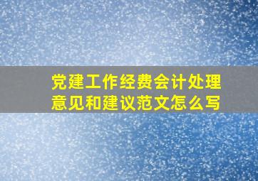 党建工作经费会计处理意见和建议范文怎么写