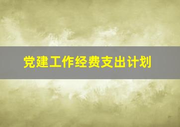 党建工作经费支出计划