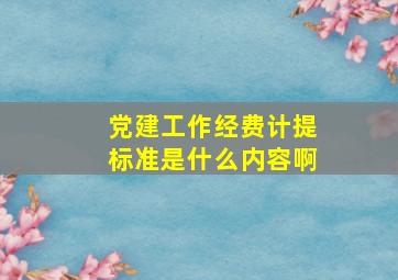 党建工作经费计提标准是什么内容啊