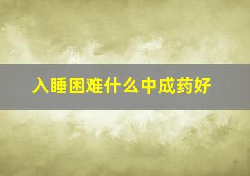 入睡困难什么中成药好