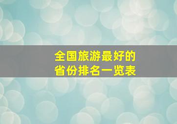 全国旅游最好的省份排名一览表