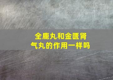 全鹿丸和金匮肾气丸的作用一样吗