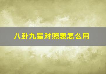 八卦九星对照表怎么用