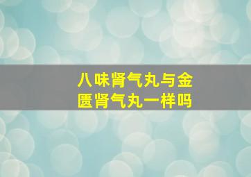 八味肾气丸与金匮肾气丸一样吗