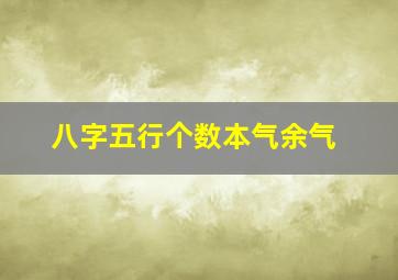 八字五行个数本气余气