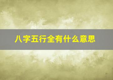 八字五行全有什么意思