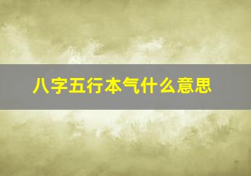 八字五行本气什么意思