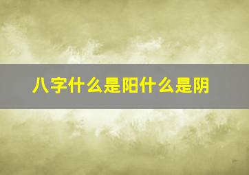 八字什么是阳什么是阴