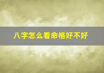 八字怎么看命格好不好