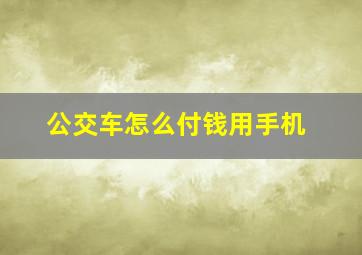 公交车怎么付钱用手机