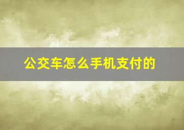 公交车怎么手机支付的