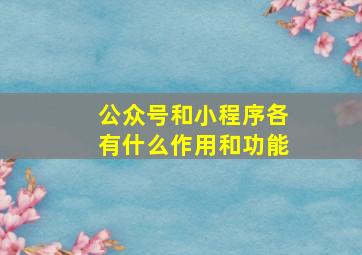 公众号和小程序各有什么作用和功能