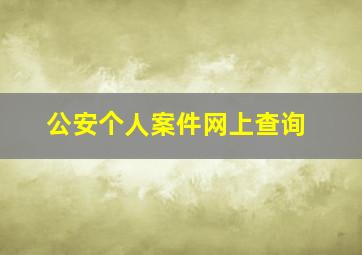 公安个人案件网上查询