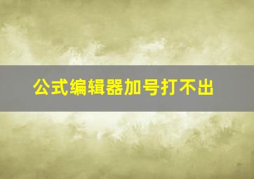 公式编辑器加号打不出