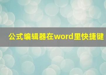 公式编辑器在word里快捷键