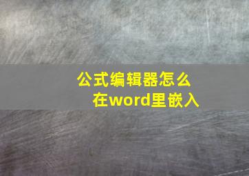 公式编辑器怎么在word里嵌入