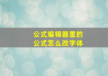 公式编辑器里的公式怎么改字体