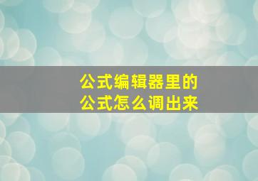 公式编辑器里的公式怎么调出来