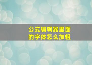 公式编辑器里面的字体怎么加粗