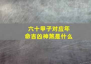 六十甲子对应年命吉凶神煞是什么