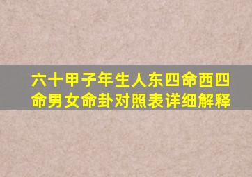 六十甲子年生人东四命西四命男女命卦对照表详细解释