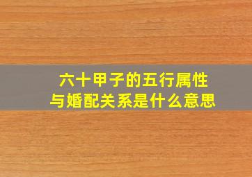 六十甲子的五行属性与婚配关系是什么意思