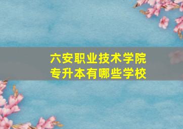 六安职业技术学院专升本有哪些学校