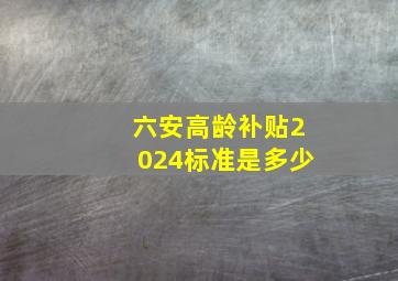 六安高龄补贴2024标准是多少