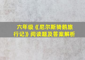 六年级《尼尔斯骑鹅旅行记》阅读题及答案解析