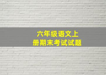 六年级语文上册期末考试试题