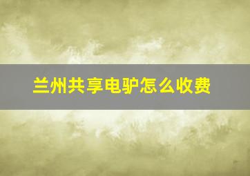 兰州共享电驴怎么收费