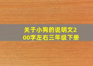 关于小狗的说明文200字左右三年级下册