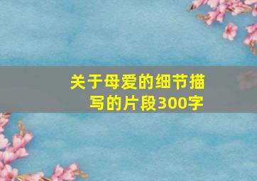 关于母爱的细节描写的片段300字