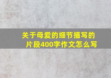 关于母爱的细节描写的片段400字作文怎么写