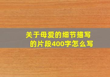 关于母爱的细节描写的片段400字怎么写