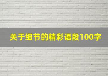 关于细节的精彩语段100字