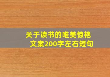 关于读书的唯美惊艳文案200字左右短句