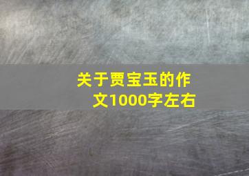 关于贾宝玉的作文1000字左右