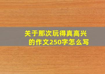 关于那次玩得真高兴的作文250字怎么写