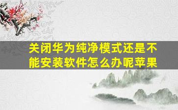 关闭华为纯净模式还是不能安装软件怎么办呢苹果