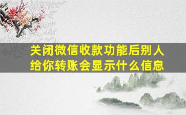 关闭微信收款功能后别人给你转账会显示什么信息