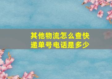 其他物流怎么查快递单号电话是多少