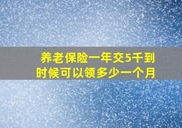 养老保险一年交5千到时候可以领多少一个月